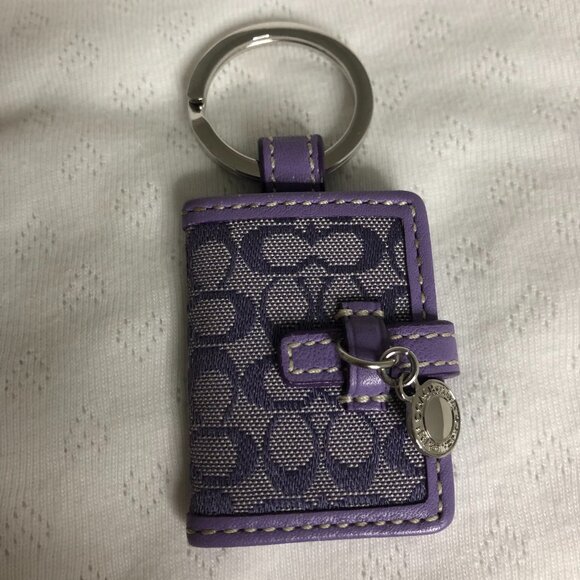 Coach Signature Picture Frame Keychain With Charm Purple Vintage - Picture 1 of 3